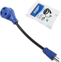 HQRP 15 Amp to 30 Amp RV Adapter Cord, 5-15P Male to TT-30R Female Electrical Power Plug Converter Dogbone with Grip Handle Heavy Duty 12AWG/3 STW 12" for RV Trailer Camper
